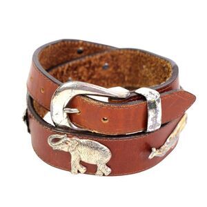 Honest BROWN GENUINE LEATHER 1 1/4"Wd STITCH CASUAL DRESS MEN'S BELT Sz 26 (98T